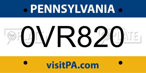 0VR820 Pennsylvania License Plate