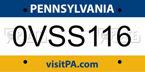 0VSS116 Pennsylvania License Plate