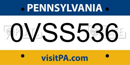 0VSS536 Pennsylvania License Plate