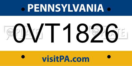 0VT1826 Pennsylvania License Plate