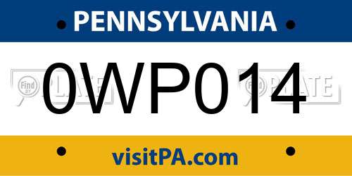 0WP014 Pennsylvania License Plate