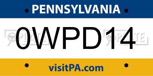 0WPD14 Pennsylvania License Plate
