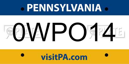 0WPO14 Pennsylvania License Plate