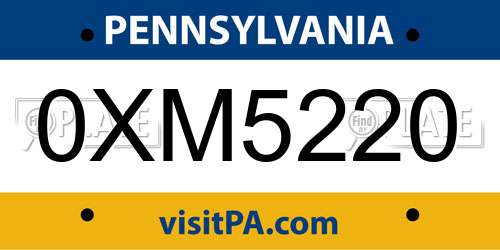 0XM5220 Pennsylvania License Plate