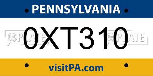0XT310 Pennsylvania License Plate
