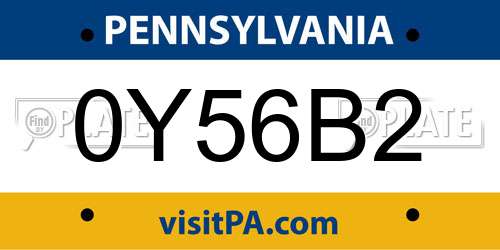 0Y56B2 Pennsylvania License Plate