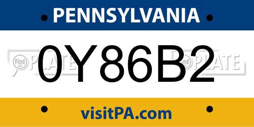 0Y86B2 Pennsylvania License Plate