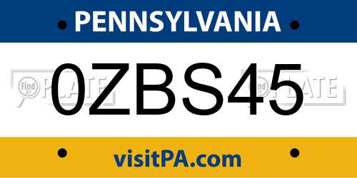 0ZBS45 Pennsylvania License Plate