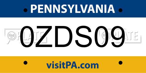 0ZDS09 Pennsylvania License Plate