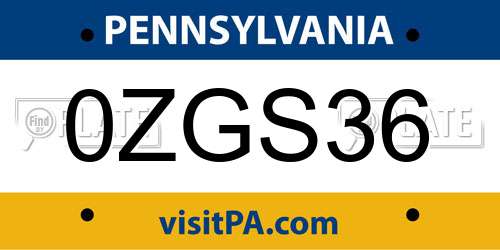0ZGS36 Pennsylvania License Plate