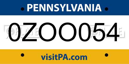 0ZOO054 Pennsylvania License Plate