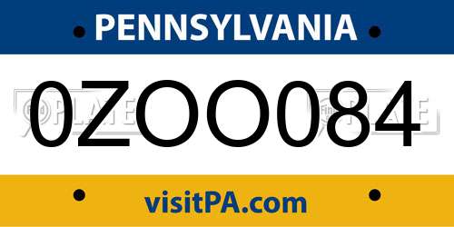 0ZOO084 Pennsylvania License Plate