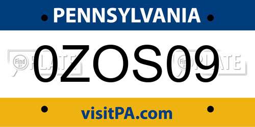0ZOS09 Pennsylvania License Plate