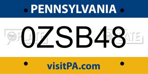 0ZSB48 Pennsylvania License Plate