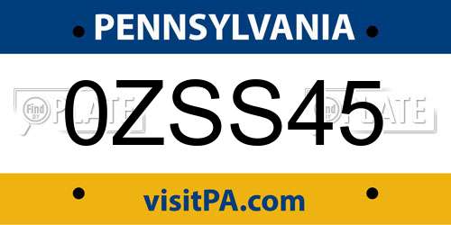 0ZSS45 Pennsylvania License Plate