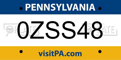 0ZSS48 Pennsylvania License Plate