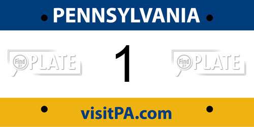 1 license plate in PA state