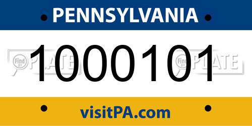 1000101 Pennsylvania License Plate