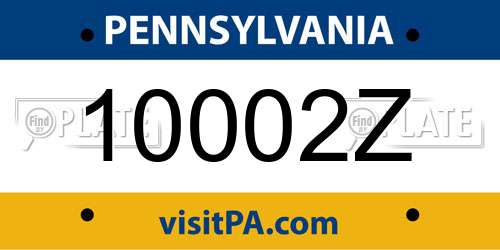 10002Z Pennsylvania License Plate