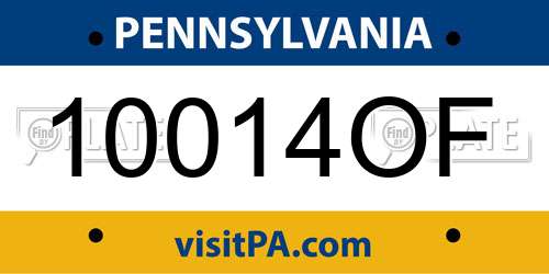 10014OF Pennsylvania License Plate