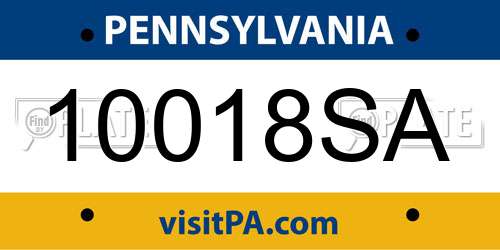 10018SA Pennsylvania License Plate