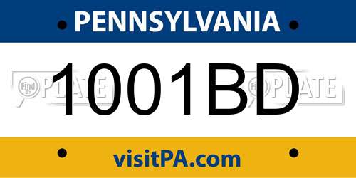 1001BD Pennsylvania License Plate