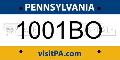 1001BO Pennsylvania License Plate