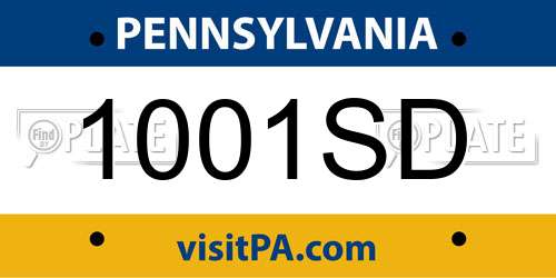 1001SD Pennsylvania License Plate