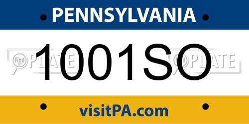 1001SO Pennsylvania License Plate
