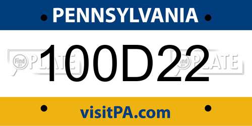 100D22 Pennsylvania License Plate