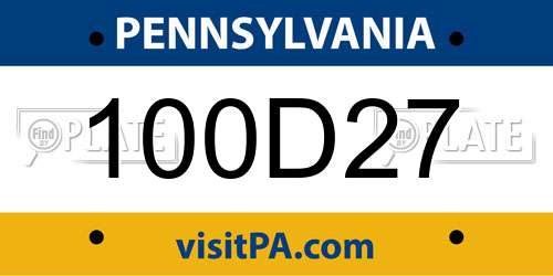 100D27 Pennsylvania License Plate