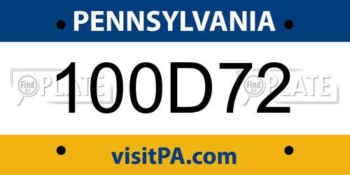 100D72 Pennsylvania License Plate