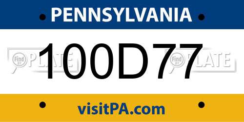 100D77 Pennsylvania License Plate