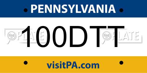 100DTT Pennsylvania License Plate