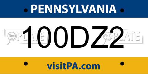 100DZ2 Pennsylvania License Plate