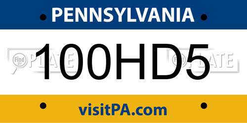 100HD5 Pennsylvania License Plate