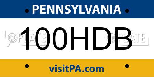 100HDB Pennsylvania License Plate