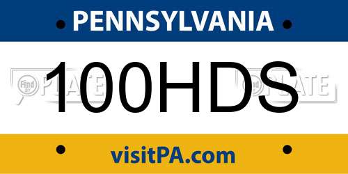 100HDS Pennsylvania License Plate