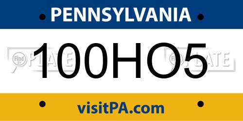 100HO5 Pennsylvania License Plate