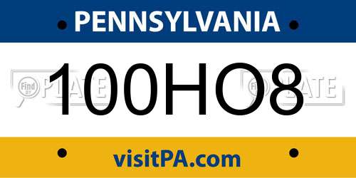 100HO8 Pennsylvania License Plate