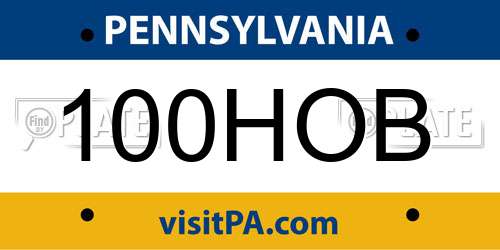100HOB Pennsylvania License Plate