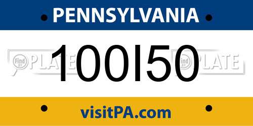 100I50 Pennsylvania License Plate