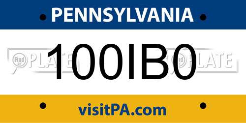 100IB0 Pennsylvania License Plate