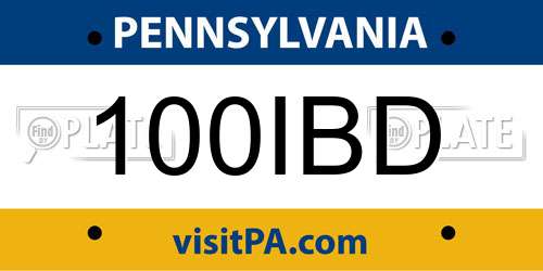 100IBD Pennsylvania License Plate