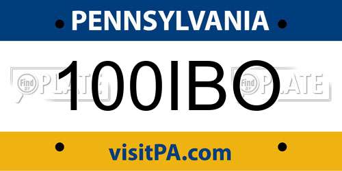100IBO Pennsylvania License Plate