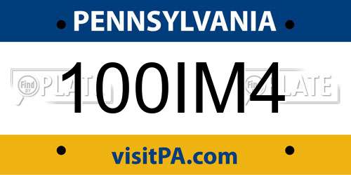 100IM4 Pennsylvania License Plate