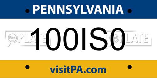100IS0 Pennsylvania License Plate