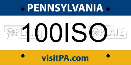 100ISO Pennsylvania License Plate