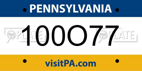 100O77 Pennsylvania License Plate
