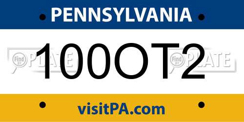 100OT2 Pennsylvania License Plate